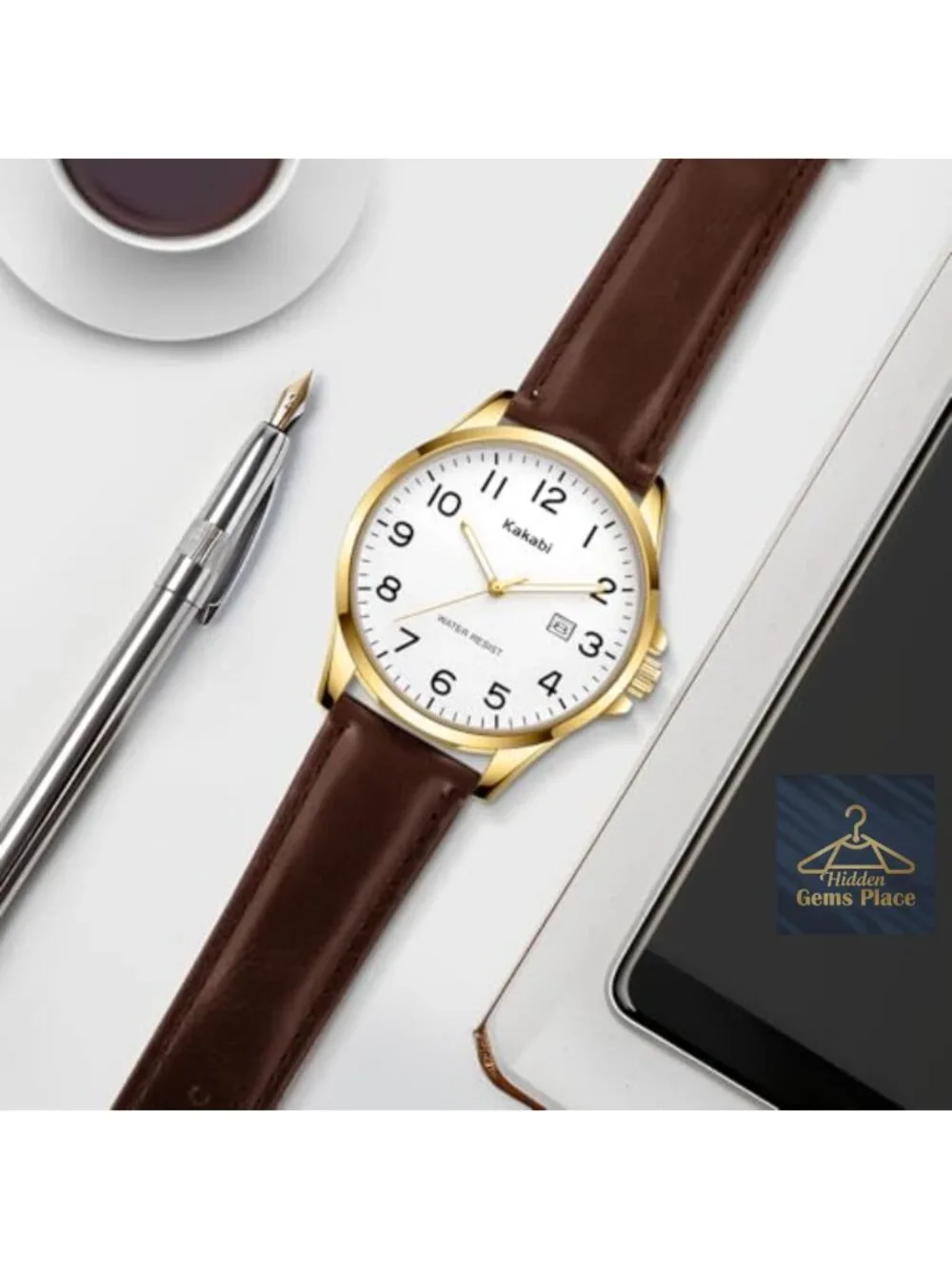 Men's Minimalist Watch 40mm Analog Quartz Faux Leather Strap Waterproof